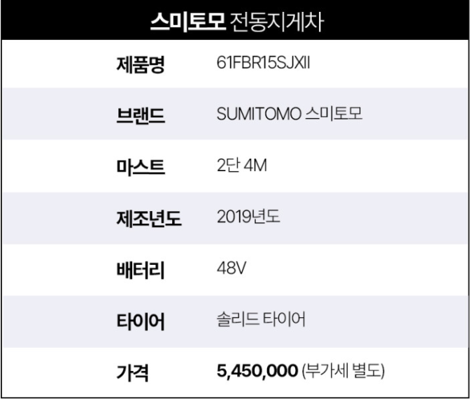 [중고] 전동지게차 스미토모 1.5톤 입식 2단4M 61FBR15SJXII 2019년형