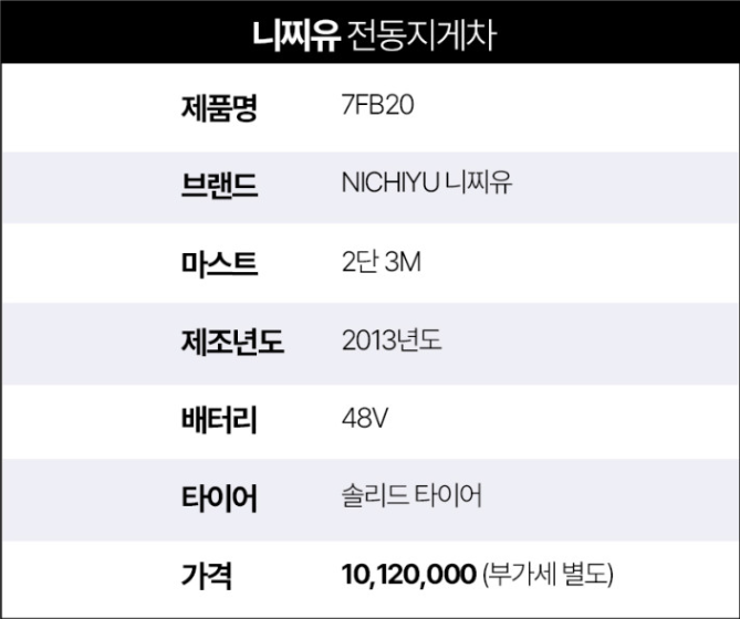 [중고] 전동 지게차 2톤 좌식 2단3M 도요타 7FB20 2013년형